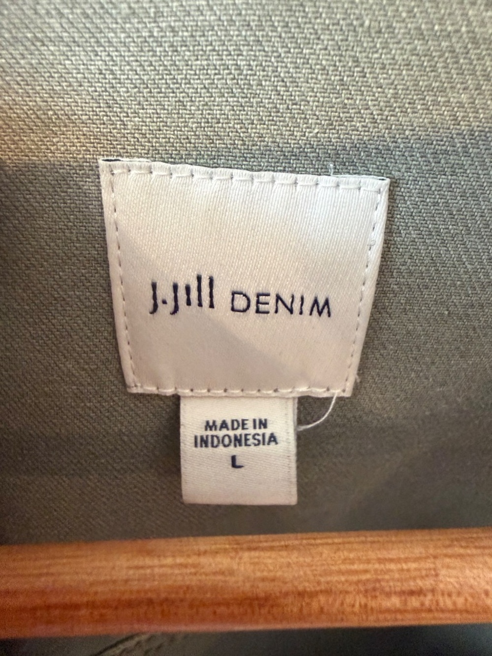 J.Jill Sage Green Denim Tahoe Utility Duster Jacket (L) - Picture 3 of 4